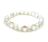 Opalit weiß matt Armband elastisch, Kunststeinkugel 6 mm / 16 cm, für Kinder, Wunsch- und Hoffnungsstein