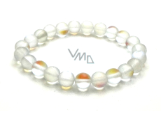 Opalit weiß matt Armband elastisch, Kunststeinkugel 6 mm / 16 cm, für Kinder, Wunsch- und Hoffnungsstein