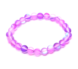 Opalit lila matt Armband elastisch, Kunststeinkugel 6 mm / 16 cm, für Kinder, Wunsch- und Hoffnungsstein