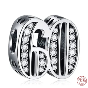 Charme Sterling Silber 925 60 Jahrestag, Perle auf Armband Charme Sterling Silber 925 60 Jahrestag, Perle auf Armband