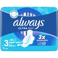 Always Ultra Super Extra Night Damenbinden mit Flügeln, 7 Stück