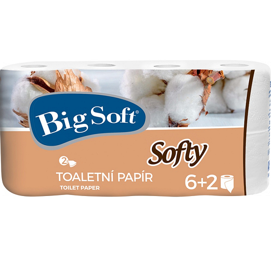 Big Soft Softy parfümiertes Toilettenpapier weiß 2-lagig 200 Stück 8 Rollen