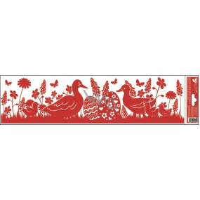 Fensterfolie ohne Klebestreifen Ostersilhouetten rot 2 Gänse 45 x 12 cm