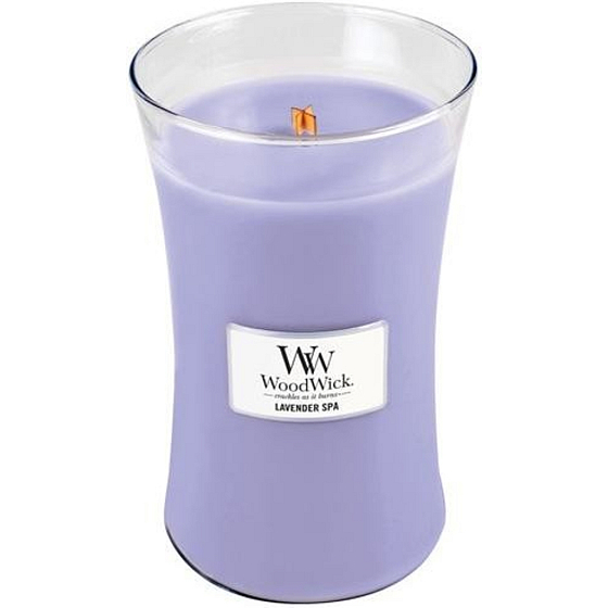 WoodWick Lavender Spa - Duftkerze Lavendel Spa mit Holzdocht und Deckel Glas groß 609,5 g