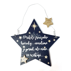 Nekupto Weihnachtsholzdekoration in Form eines Sterns Freunde sind wie Sterne ... 14 x 14 cm