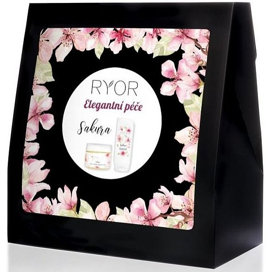 Ryor Sakura Elegantes Pflege-Zuckerpeeling mit japanischer Kirsche 325 g + Duschgel mit japanischer Kirsche 200 ml, Kosmetikset