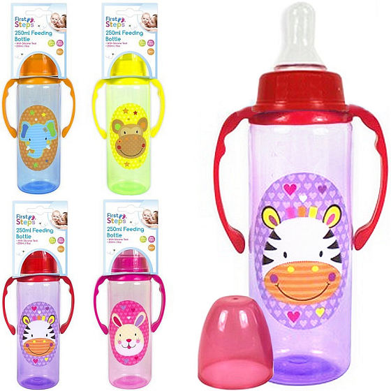 Erste Schritte Jungle 0+ Babyflasche mit Zebra Griffen 250 ml