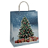 Ditipo Geschenkpapiertüte 18 x 8 x 24 cm ECO Weihnachten blau - Baum mit Geschenken