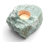 Aventurin Grüner Kerzenleuchter roher Naturstein 110 x 110 x 60 mm 1 Stück, Glücksstein