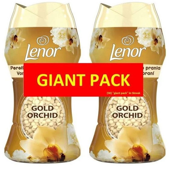Lenor Gold Orchidee Vanille, Mimose, Rose und Pfirsich Duftperlen für die Waschmaschinentrommel 2 x 140 g, Duopack