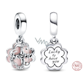 Sterling Silber 925 Friendship Quatrefoil - Glücklich, dich zu haben, Freundschaftsarmband-Anhänger