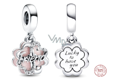 Sterling Silber 925 Friendship Quatrefoil - Glücklich, dich zu haben, Freundschaftsarmband-Anhänger