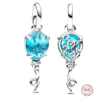 Charm Sterling Silber 925 Blau Murano Glas Ballon, Armband Anhänger Symbol