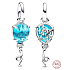 Charm Sterling Silber 925 Blau Murano Glas Ballon, Armband Anhänger Symbol