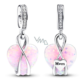 Charms Sterling Silber 925 Opalisierender Herz Anhänger für Mama, Liebesarmband Anhänger Charms Sterling Silber 925 Opalisierender Herz Anhänger für Mama, Liebesarmband Anhänger