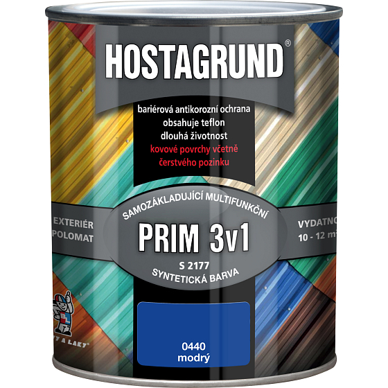 Hostagrund Prim 3v1 S2177 Grund- und Deckfarbe für Metall, 0440 blau, 600 ml