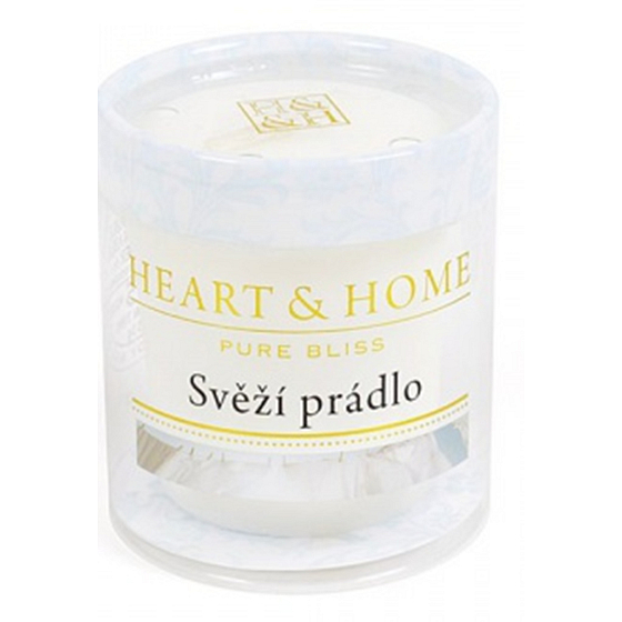 Heart & Home Frische Wäsche Soja-Duftkerze ohne Verpackung brennt bis zu 15 Stunden 53 g