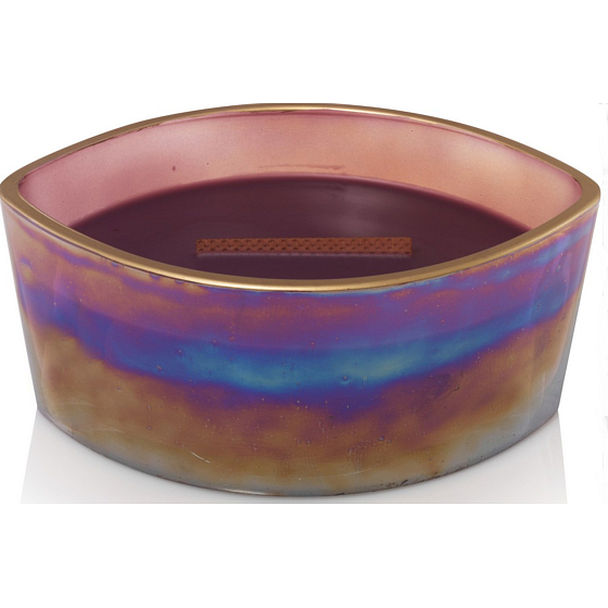 WoodWick Floral Nights Dark Poppy - Dunkle Mohn-Duftkerze mit breitem Holzdocht und Bootsdeckel 453 g Limited 2019