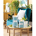 WoodWick Blue Java Banana - Hawaiianische Bananenduftkerze mit Holzdocht und Deckelglas klein 85 g