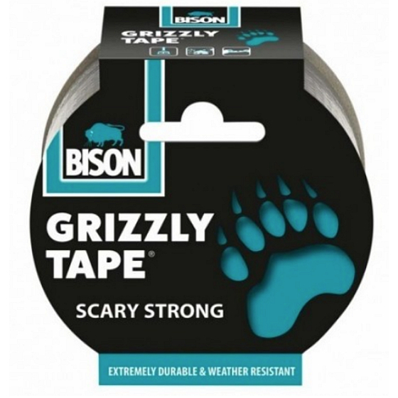 Bison Grizzly Tape Reparaturklebeband silber, Bandbreite: 50 mm mit einer Länge von 10 m