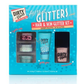 Dirty Works All That Glitters Glitzertasse 3 x 0,8 g + Glitzerkleber 10 ml + Nagellack 10 ml, Kosmetikset Dirty Works All That Glitters Glitzertasse 3 x 0,8 g + Glitzerkleber 10 ml + Nagellack 10 ml, Kosmetikset