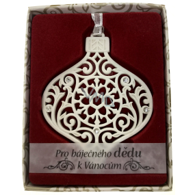 Albi Weihnachtsverzierung mit Swarovski-Kristallen zum Aufhängen mit einer Beschreibung - Für einen wunderbaren Großvater zu Weihnachten ca. 7 x 8 cm