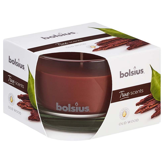 Bolsius True Scents Oud Wood - Agarholz-Duftkerze im Glas 90 x 63 mm
