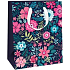 Ditipo Geschenkpapier Tasche 26,4 x 32,4 x 13,7 cm Glitter rosa und blaue Blumen