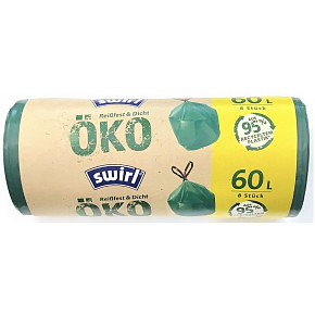 Melitta Swirl EKO Müllbeutel mit Zugverschluss 60 Liter, 68 x 73 cm, 27 µ, 8 Stück