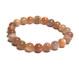 Mondstein orange Armband elastisch Naturstein, Kugel 8 mm / 16-17 cm, Stein des Schicksals