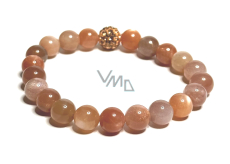 Mondstein orange Armband elastisch Naturstein, Kugel 8 mm / 16-17 cm, Stein des Schicksals