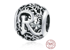 Sterling Silber 925 Magic Alphabet Buchstabe R mit Blumen, Perle für Armband