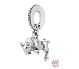 Charm Sterlingsilber 925 Stier, Charging Bull - Wall Street im Finanzzentrum von New York City, Anhänger für Reise-Armband