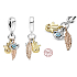 Charm Sterling Silber 925 Schutzamulett, Hand der Fatima, Auge des Propheten und Feder, Talisman 3in1, Armband Anhänger Symbol