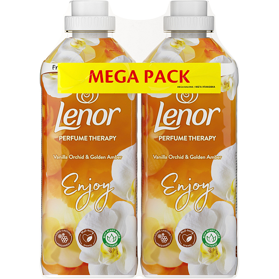 Lenor Vanilla Orchid & Gold Amber Orchidee, Vanille und Bernstein Weichspüler 2 x 37 Dosen, Duopack