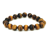 Tigerauge gelb Armband elastisch Naturstein, Kugel 10 mm / 16-17 cm, Stein der Sonne und Erde, bringt Glück und Reichtum