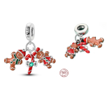 Charm Sterlingsilber 925 Weihnachtslebkuchen 3-in-1, Anhänger für Armband Weihnachten