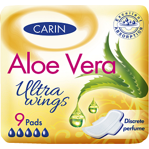 Carin Ultra Wings Aloe Vera Einlagen mit Flügeln, 9 Stück Carin Ultra Wings Aloe Vera Einlagen mit Flügeln, 9 Stück