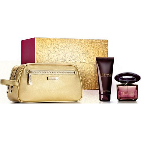 Versace Crystal Noir Eau de Toilette 90 ml + Körperlotion 100 ml + Goldbeutel, Geschenkset