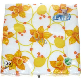 Lambi Papierservietten 3-lagig 33 x 33 cm 20 Stück Osternarzissen