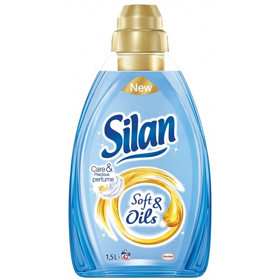 Silan Soft & Oils Care & Precious Parfümöle Blaues Weichspülerkonzentrat 42 Dosen 1,5 l