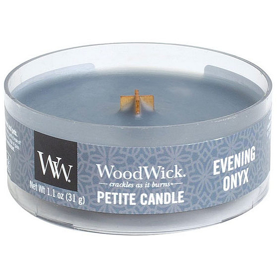WoodWick Evening Onyx - Abendkerze mit Onyxduft und zierlichem Holzdocht 31 g