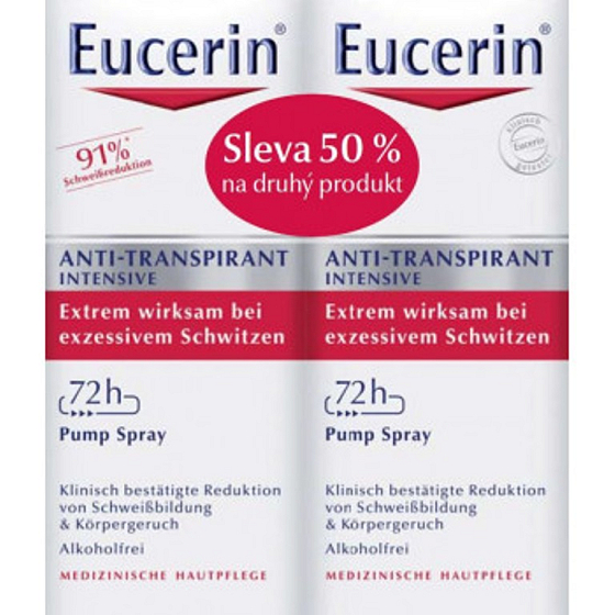 Eucerin 72h intensiver Antitranspirant-Langzeitschutz gegen übermäßiges Schwitzen bei empfindlicher Haut 2 x 30 ml, Duopack-Spray
