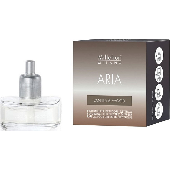 Millefiori Milano Aria Vanille & Holz - Vanille- und Holzfüllung für elektrischen Diffusor riecht 6-8 Wochen 20 ml