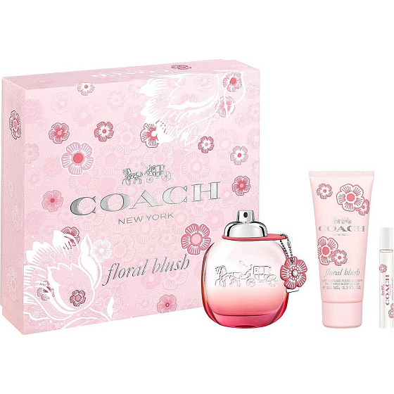 Coach Floral Blush parfümiertes Wasser für Frauen 90 ml + parfümiertes Wasser 7,5 ml + Körperlotion 100 ml, Geschenkset