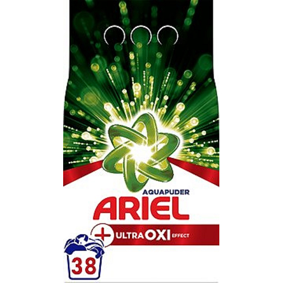 Ariel Aquapuder Ultra Oxi Effekt Waschpulver für weiße, farbige und schwarze Wäsche 38 Dosen 2.850 kg