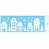 Fensterfolie ohne Kleber mit Glitter Streifen mit Häusern und Schneemann 60 x 21 cm