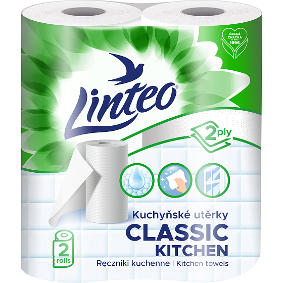 Linteo Classic 2-lagige Küchentücher, 2× 9,3 m, 2 Rollen