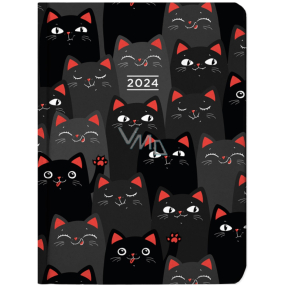 Albi Tagebuch 2024 wöchentlich Katzen 12 x 16,8 x 1,5 cm