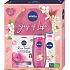 Nivea Joy of Life Rose Touch textile Gesichtsmaske 1 Stück + Joy of Life Duschgel 250 ml + Joy of Life Körperlotion 250 ml, Kosmetikset für Frauen